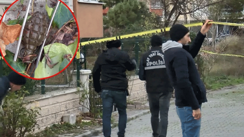 Büyükçekmece'de panik anları! Bir binanın önünde el bombası bulundu