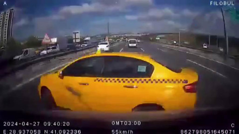 Taksici, TEM’i birbirine kattı! Kaza kamerada…