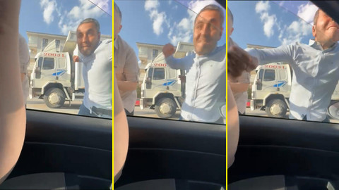 Trafik magandaları, sürücüye saldırıp camını patlattı!