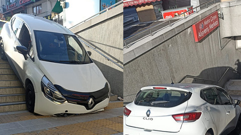 Ankara'da korku dolu anlar: Otomobil metro istasyonuna düştü