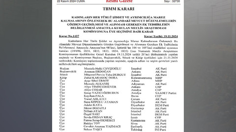 Kadına yönelik şiddet komisyonuna üye seçimi kararı Resmi Gazete’de