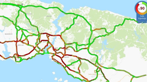İstanbul'da trafik kilit: Yoğunluk yüzde 90'ı buldu!