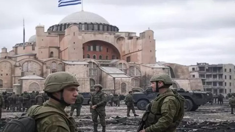 İngiliz liderden küstah paylaşım: Ayasofya'ya Yunan bayrağı astı