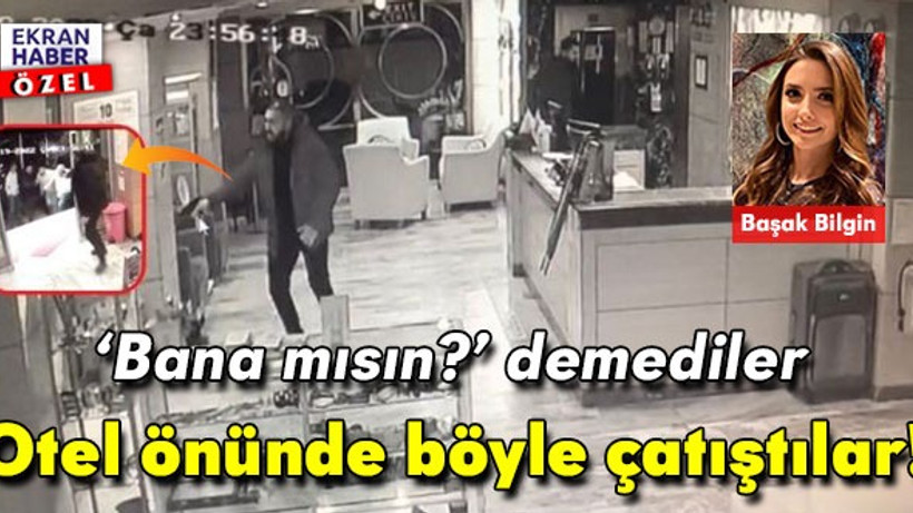 Otel önünde korkunç anlar! Kalabalığa aldırmadan çatıştılar