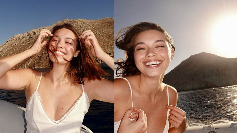 Simi adasına gitti: Afra Saraçoğlu'ndan yeni tatil kareleri