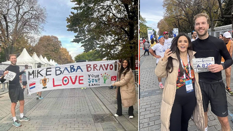 İstanbul Maratonu'nda pankart açtı: Karsu bebeğinin cinsiyetini açıkladı!