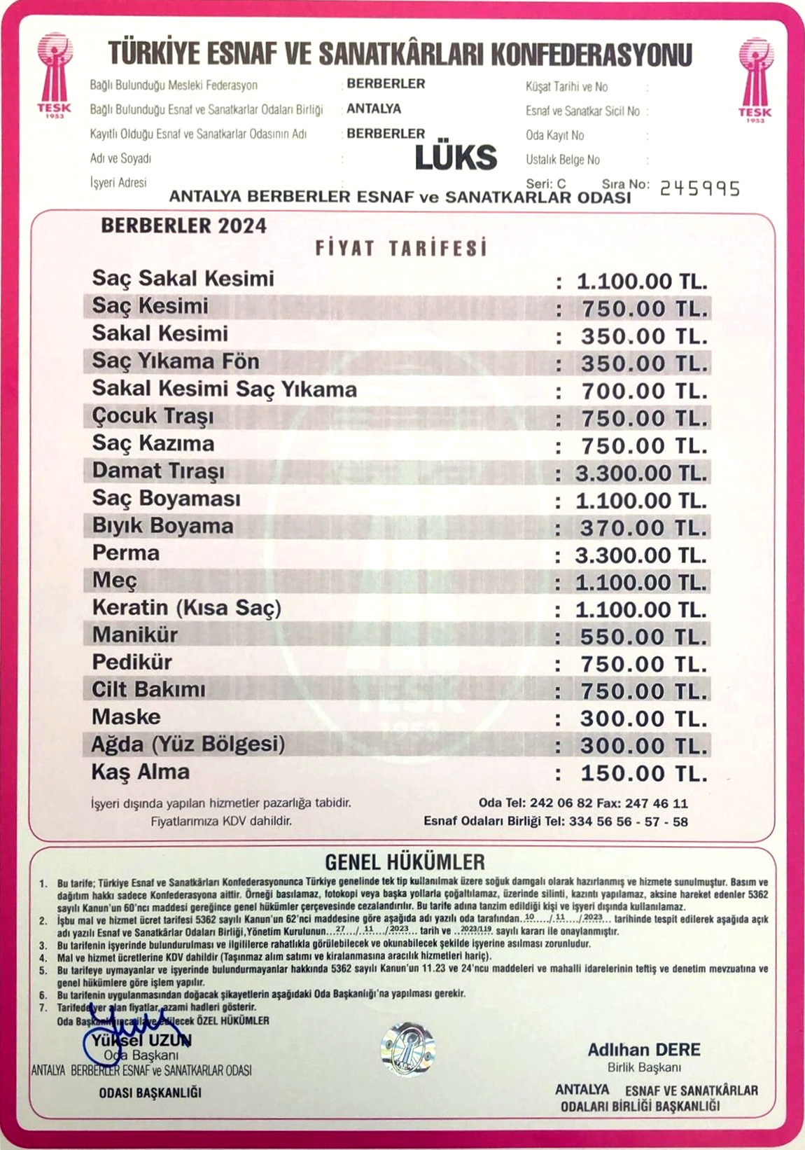 Antalya Berberler Odasi Berber Tarife 04012024 1
