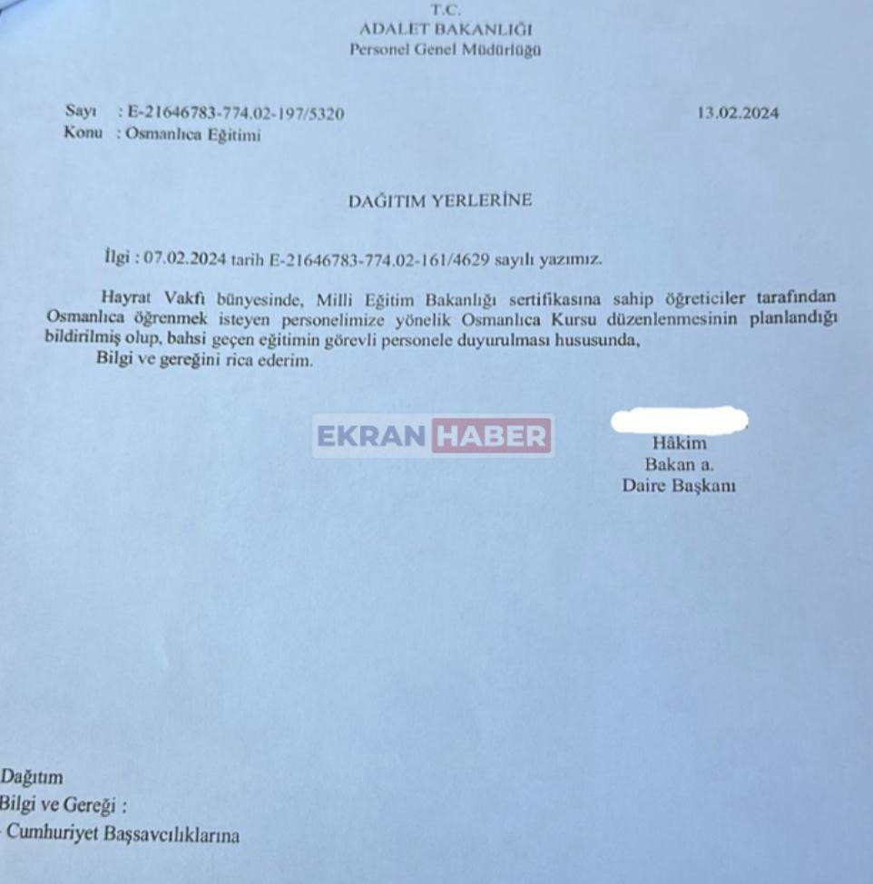 Adalet Bakanligindan Osmanlica Hamlesi 24Subat2024