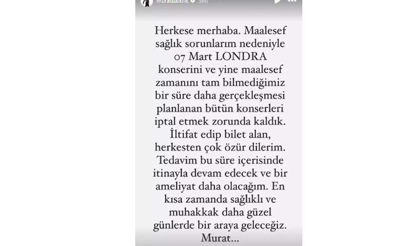 Murat Dalkilic Konser Iptali