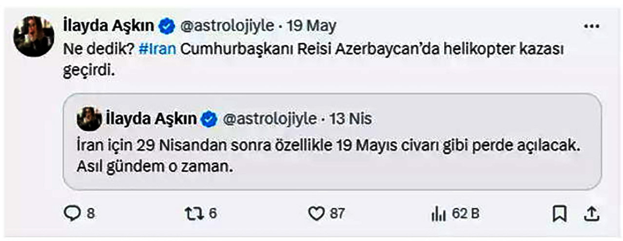 Ilayda Askin Turk Astrolog Iran Ibrahim Reisi 21052024