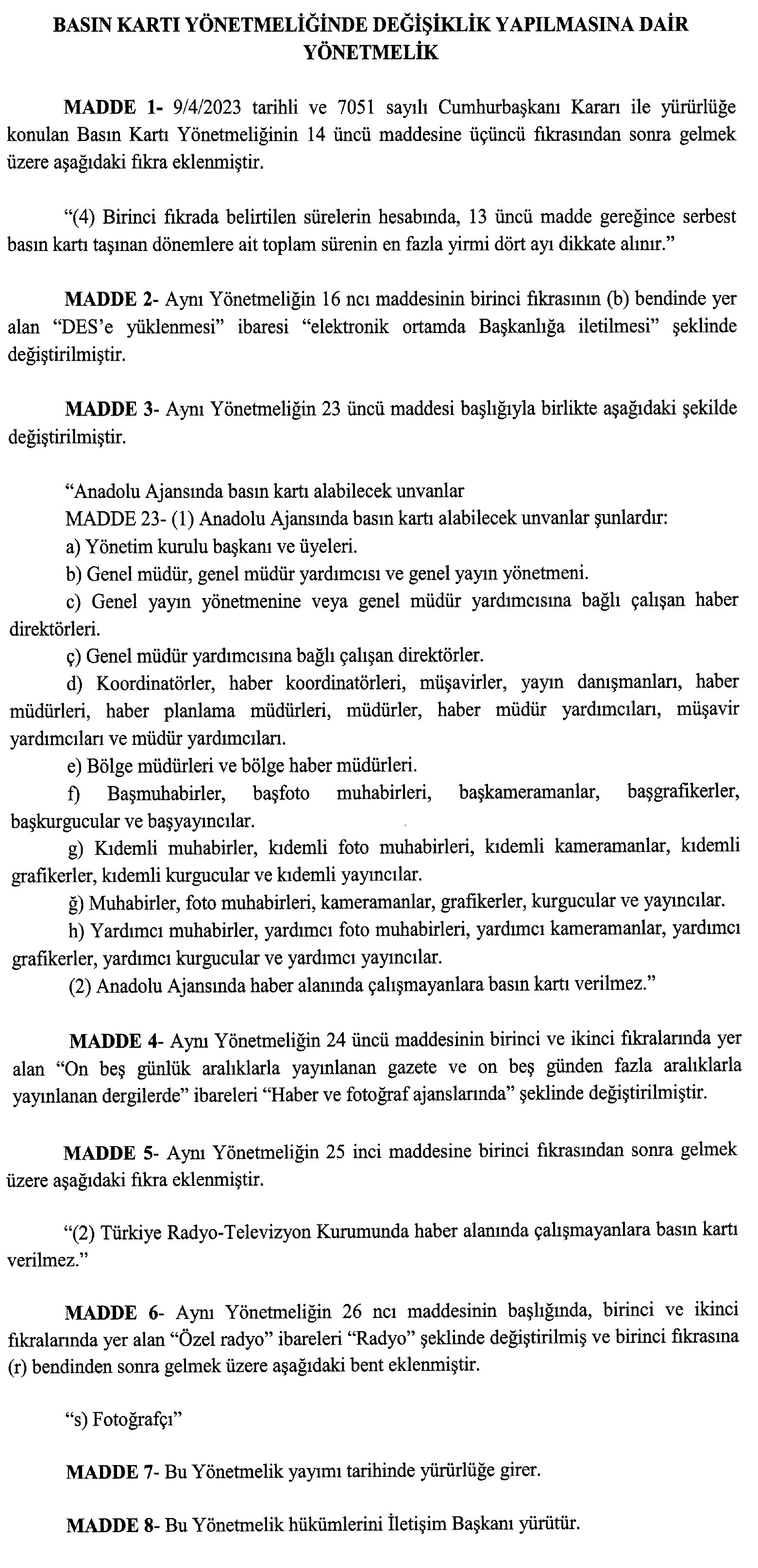 Basin Karti Yonetmeligi