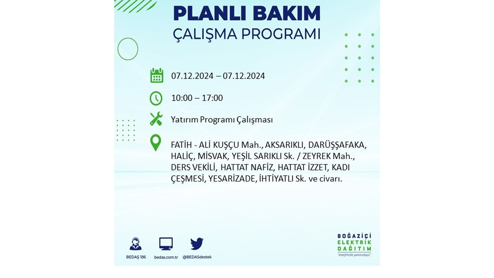 7 Aralik Istanbul Elektrik Kesintisi 16